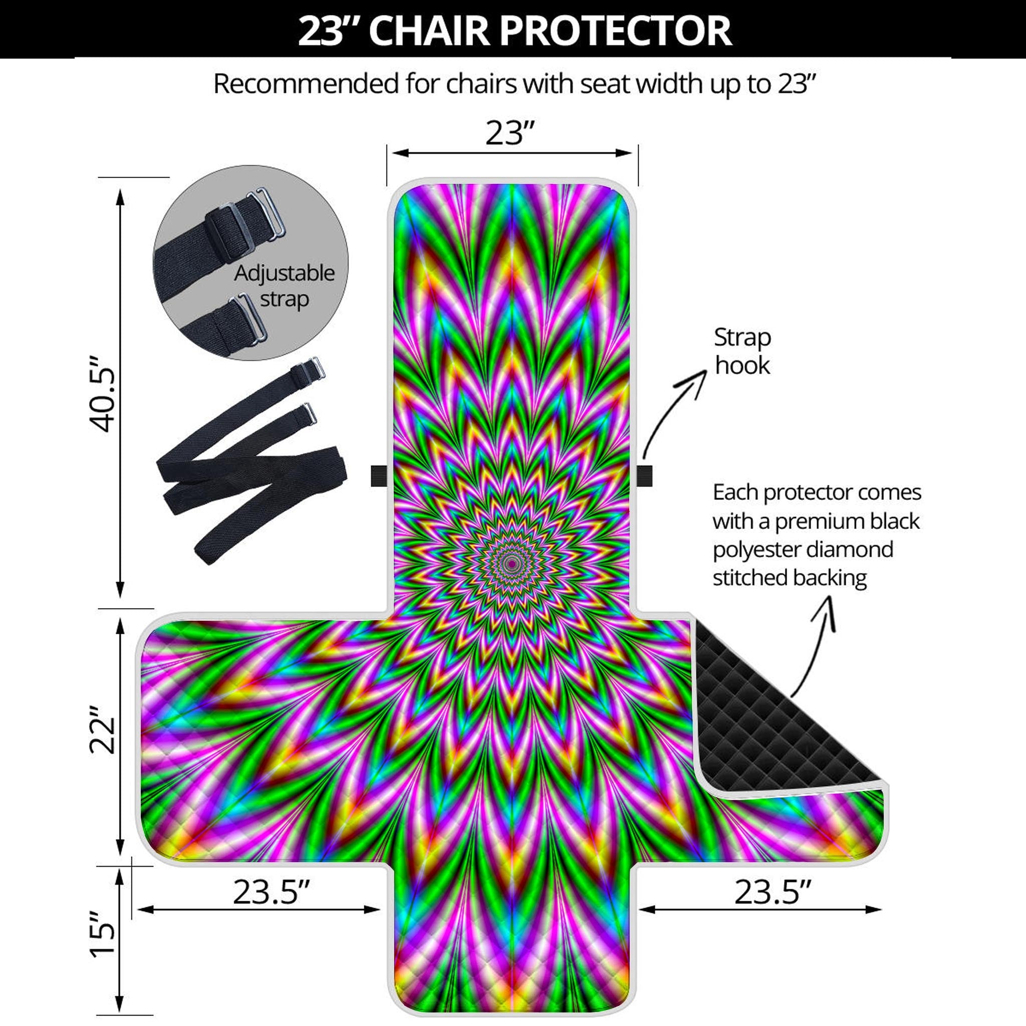 Psychedelic Radiant Optical Illusion Armchair Protector