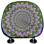 Psychedelic Radiant Optical Illusion Car Headrest Covers