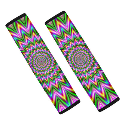 Psychedelic Radiant Optical Illusion Car Seat Belt Covers