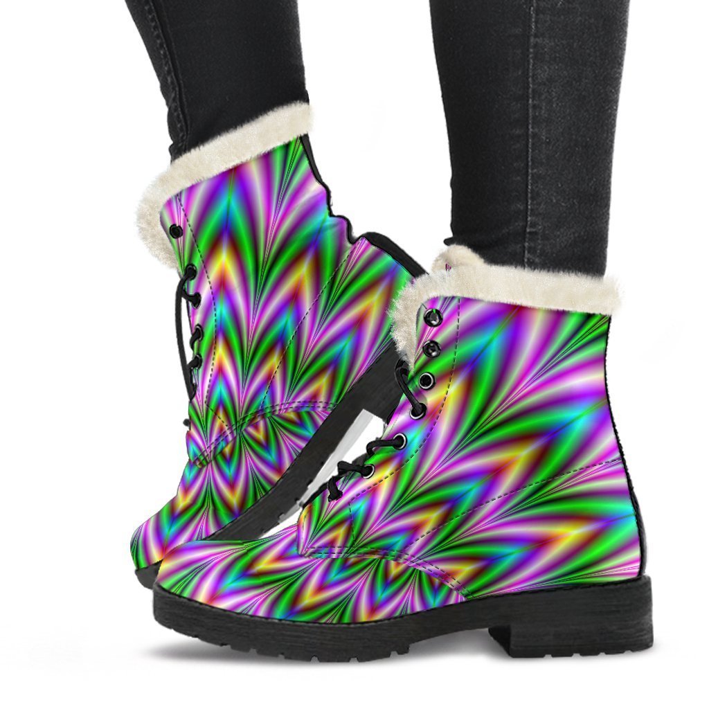 Psychedelic Radiant Optical Illusion Comfy Boots GearFrost