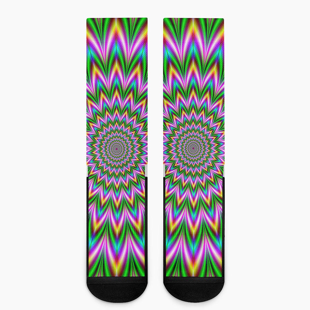 Psychedelic Radiant Optical Illusion Crew Socks