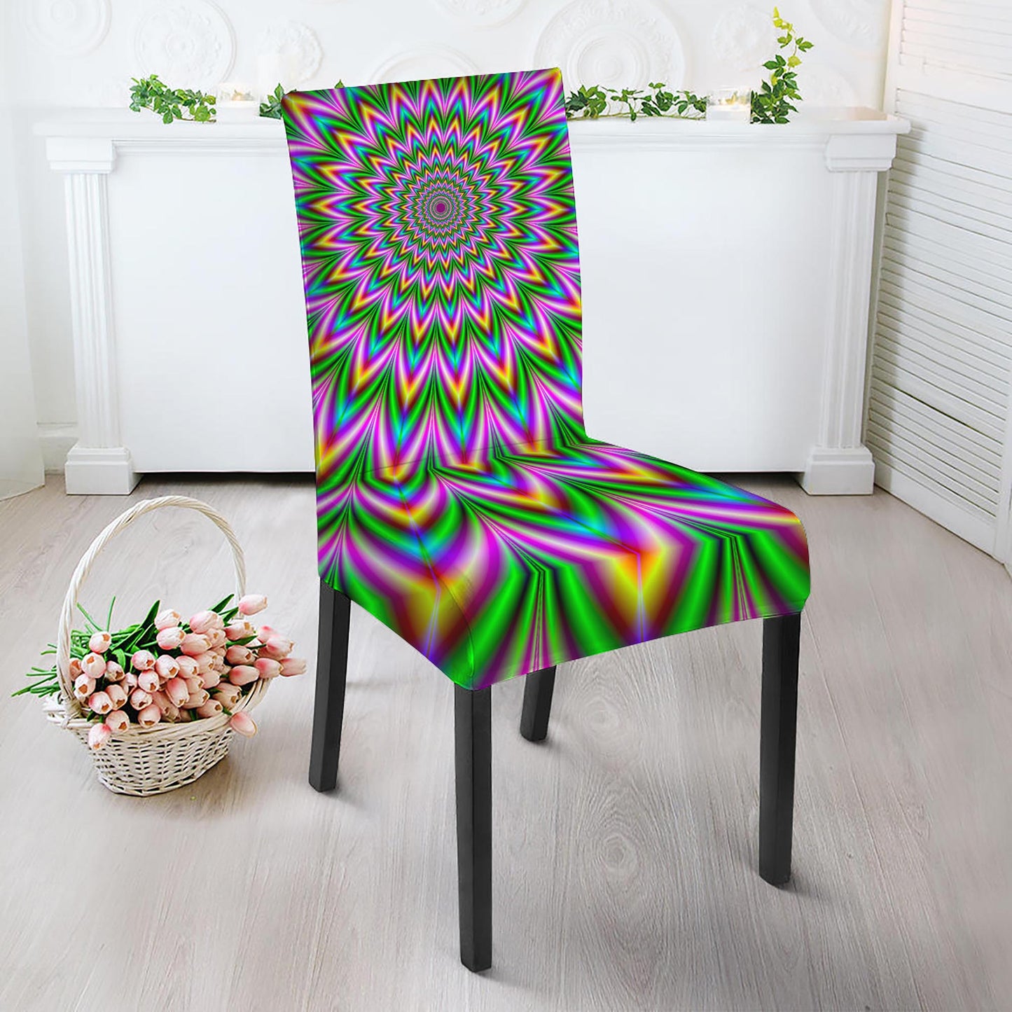 Psychedelic Radiant Optical Illusion Dining Chair Slipcover