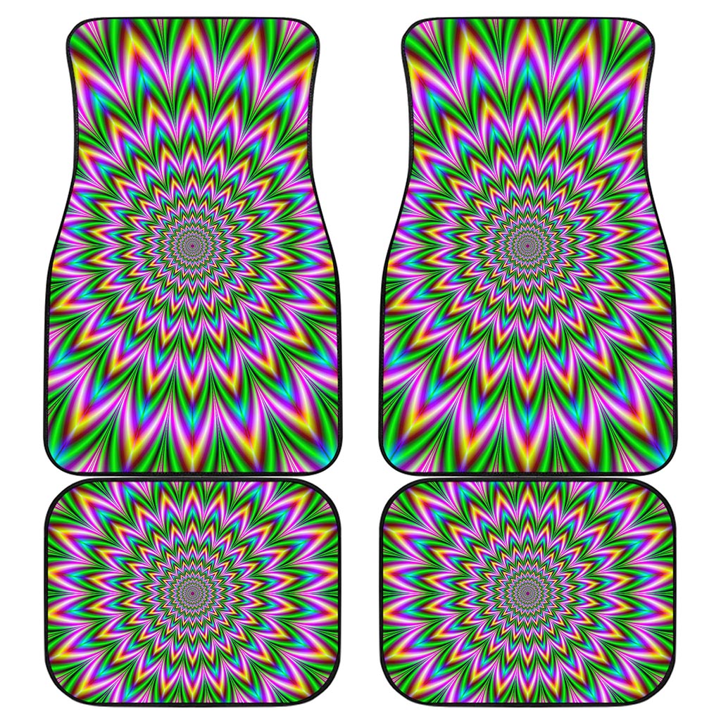 Psychedelic Radiant Optical Illusion Front and Back Car Floor Mats
