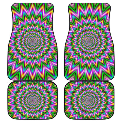 Psychedelic Radiant Optical Illusion Front and Back Car Floor Mats