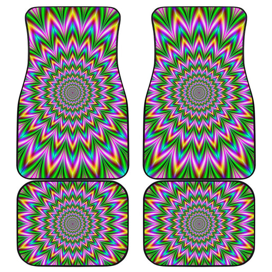 Psychedelic Radiant Optical Illusion Front and Back Car Floor Mats