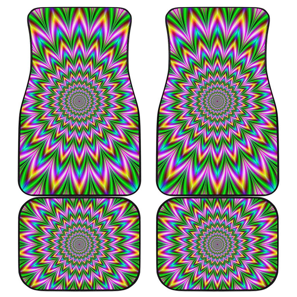 Psychedelic Radiant Optical Illusion Front and Back Car Floor Mats