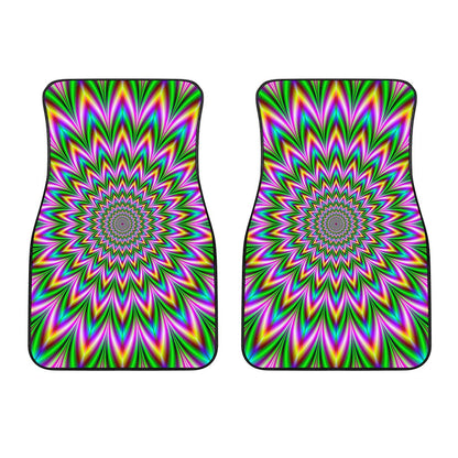 Psychedelic Radiant Optical Illusion Front Car Floor Mats