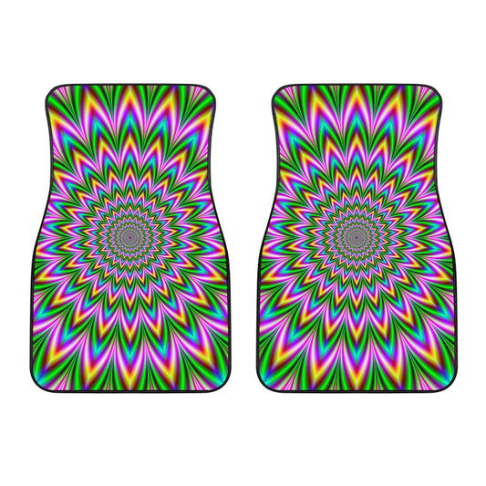 Psychedelic Radiant Optical Illusion Front Car Floor Mats