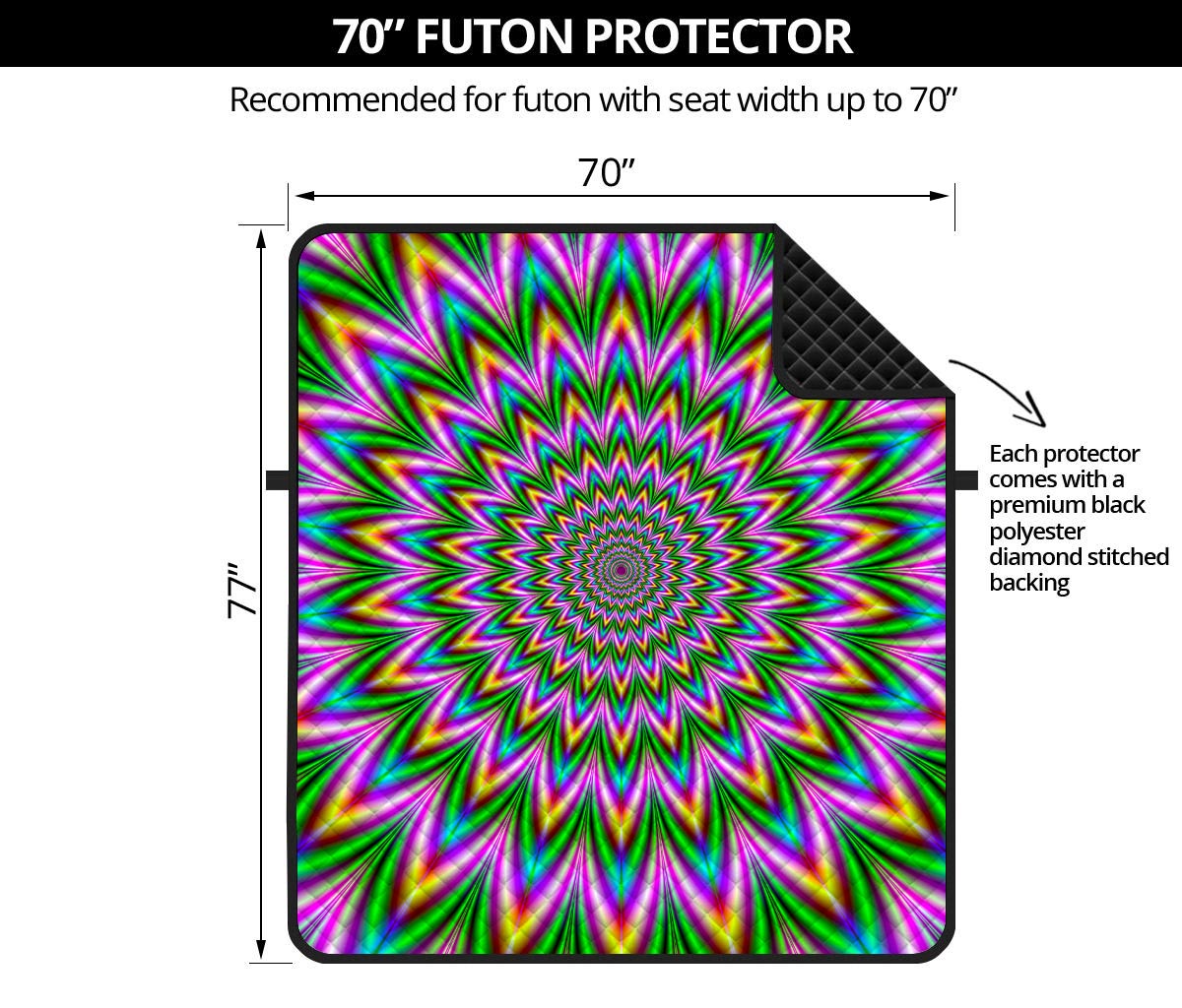 Psychedelic Radiant Optical Illusion Futon Protector