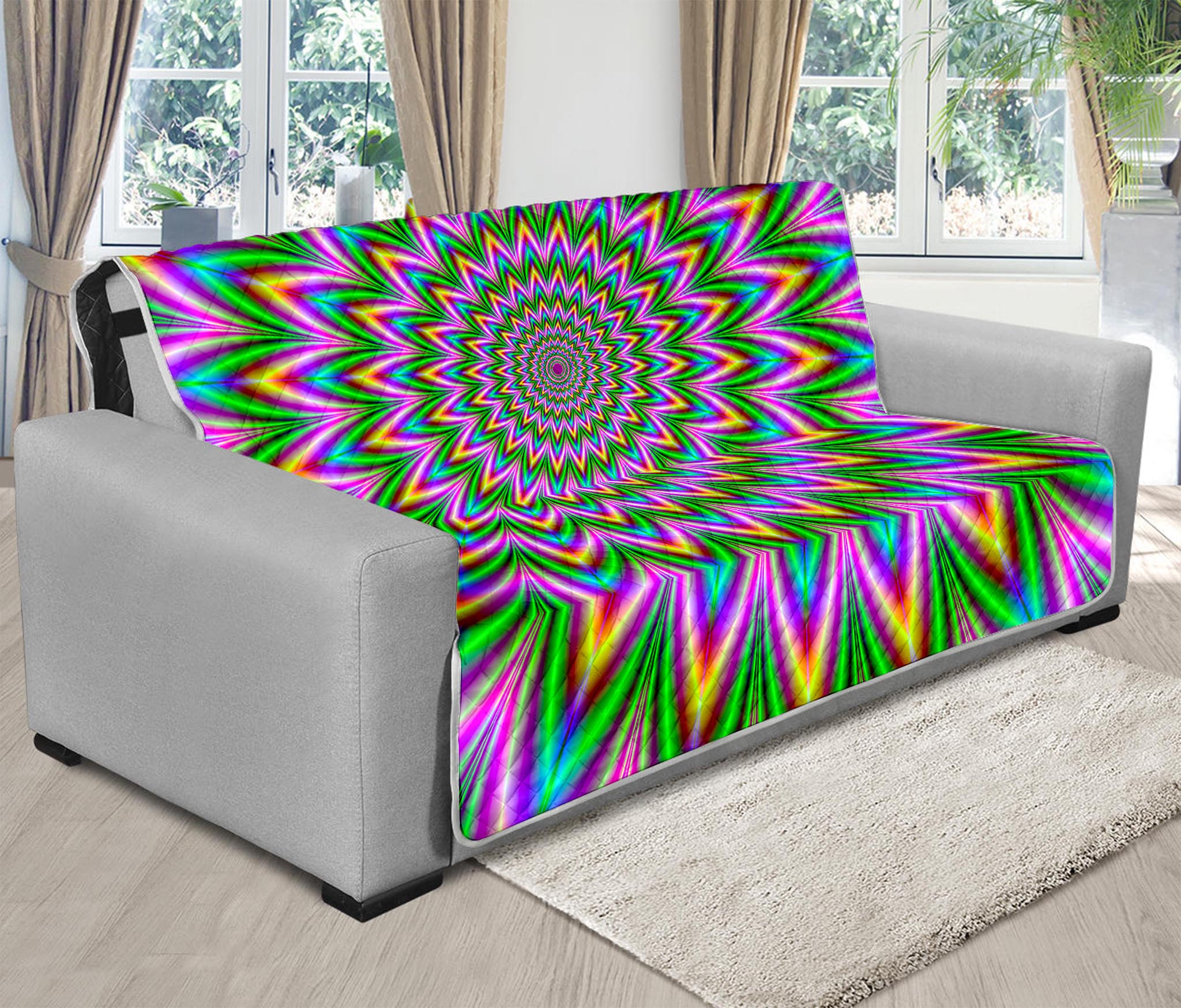 Psychedelic Radiant Optical Illusion Futon Protector