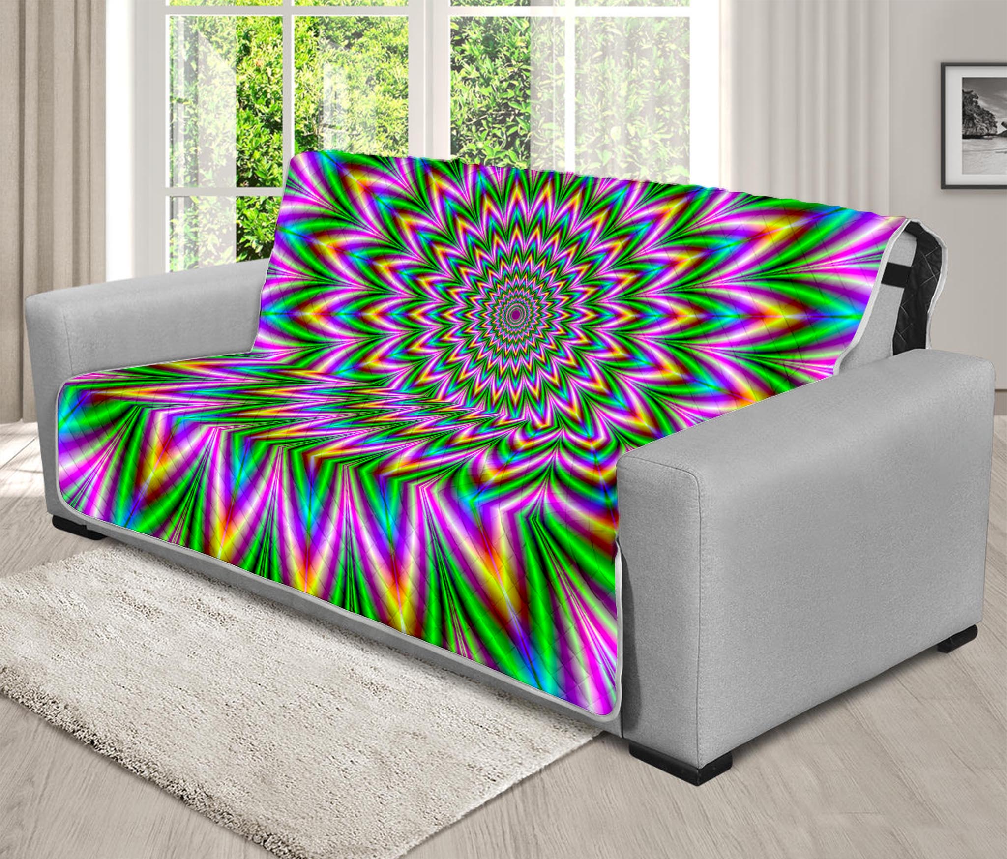 Psychedelic Radiant Optical Illusion Futon Protector