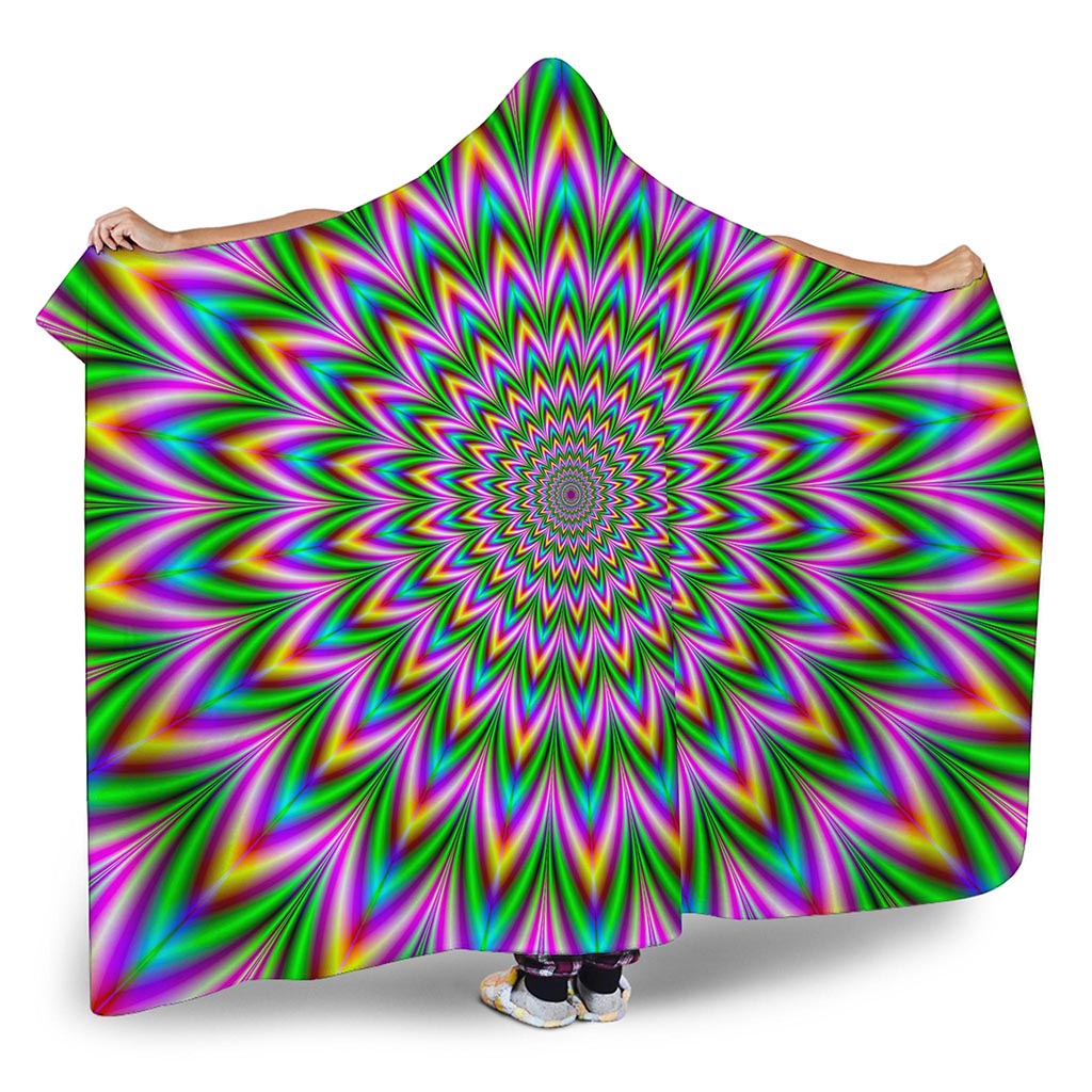 Psychedelic Radiant Optical Illusion Hooded Blanket