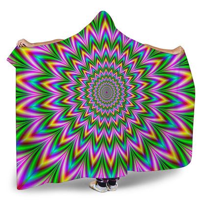 Psychedelic Radiant Optical Illusion Hooded Blanket