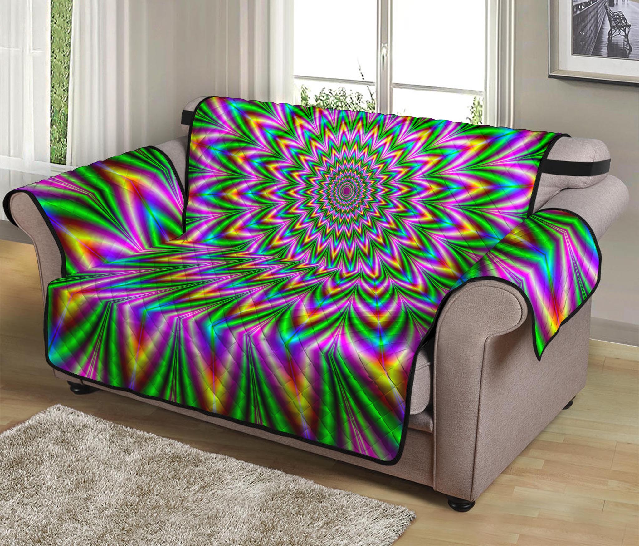 Psychedelic Radiant Optical Illusion Loveseat Protector