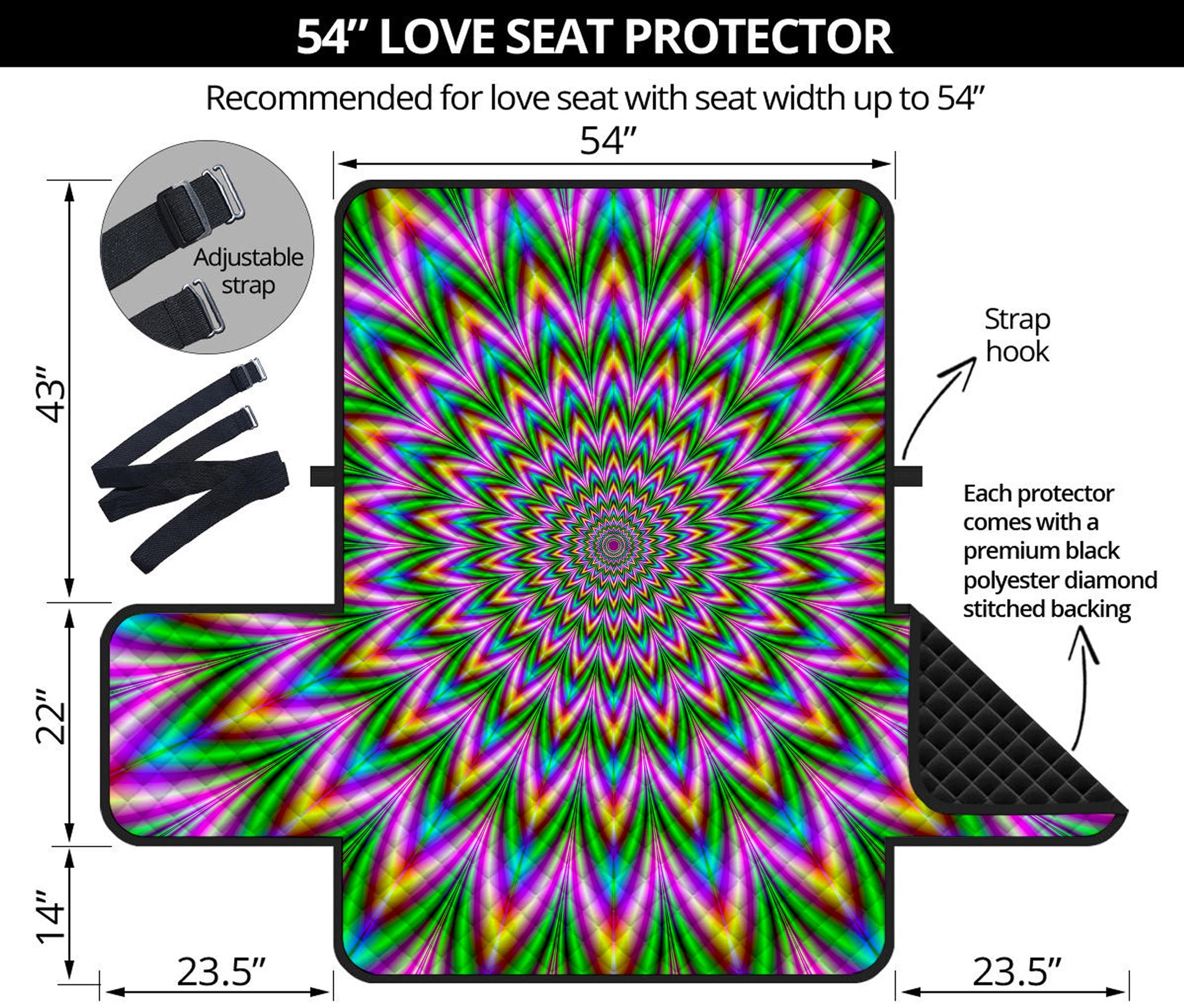 Psychedelic Radiant Optical Illusion Loveseat Protector