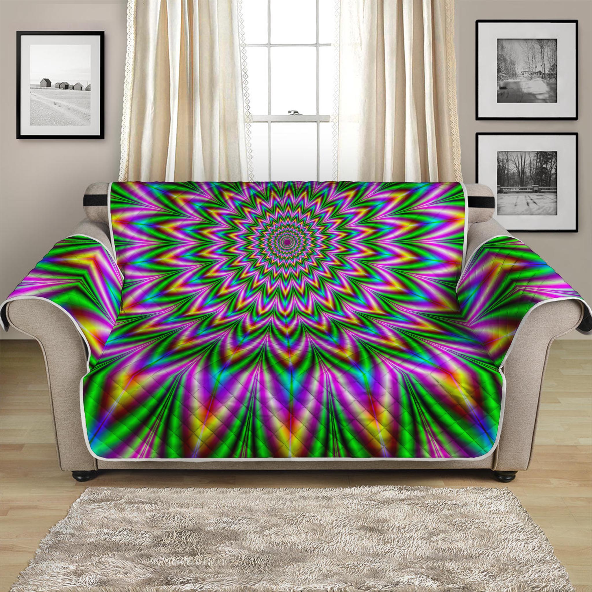 Psychedelic Radiant Optical Illusion Loveseat Protector