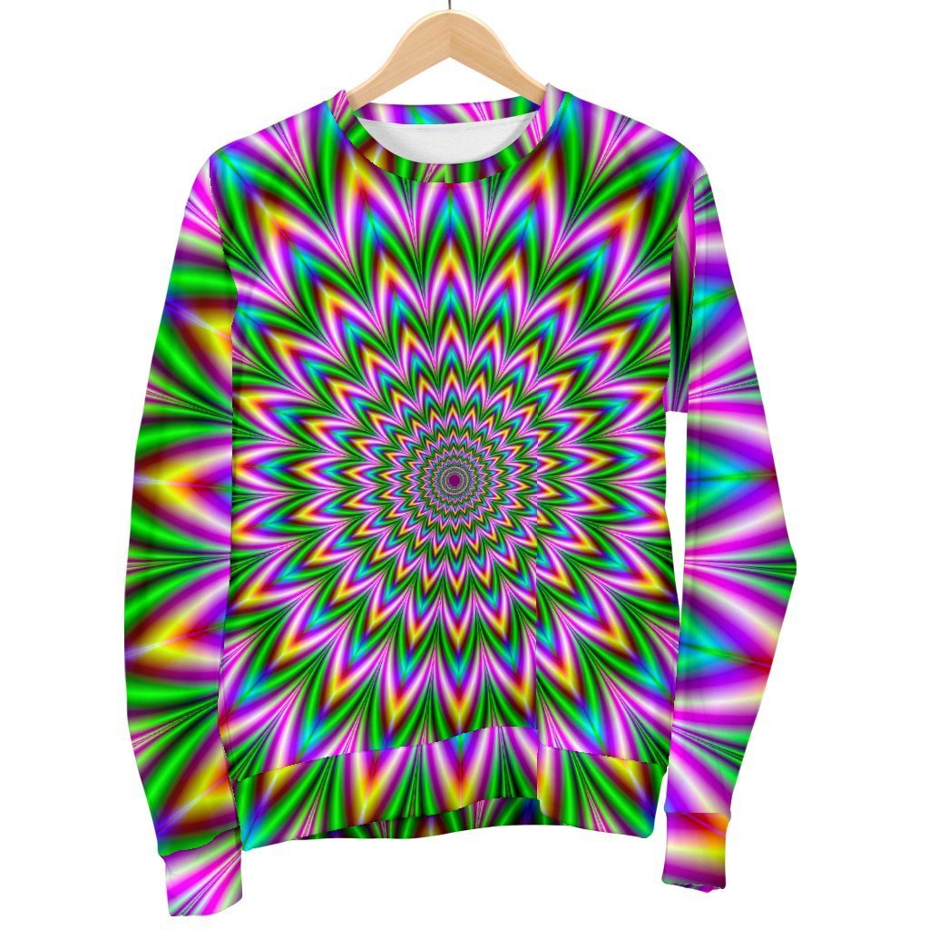 Psychedelic Radiant Optical Illusion Men's Crewneck Sweatshirt GearFrost