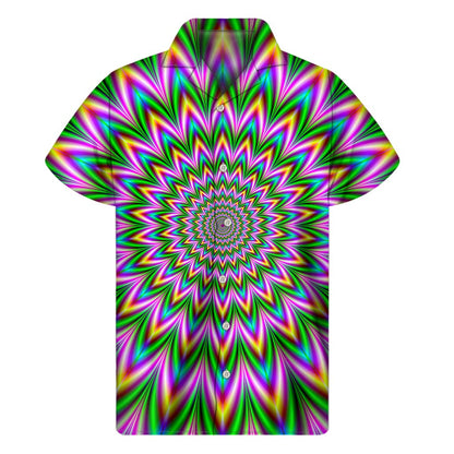 Psychedelic Radiant Optical Illusion Men's Short Sleeve Shirt
