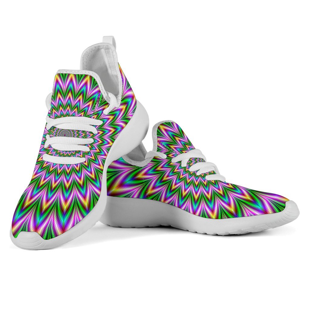 Psychedelic Radiant Optical Illusion Mesh Knit Shoes GearFrost