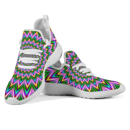 Psychedelic Radiant Optical Illusion Mesh Knit Shoes GearFrost