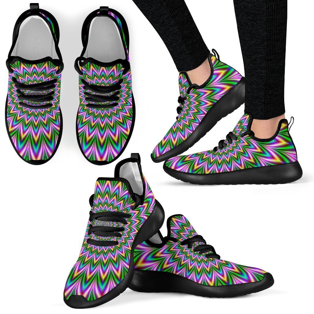 Psychedelic Radiant Optical Illusion Mesh Knit Shoes GearFrost