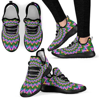 Psychedelic Radiant Optical Illusion Mesh Knit Shoes GearFrost