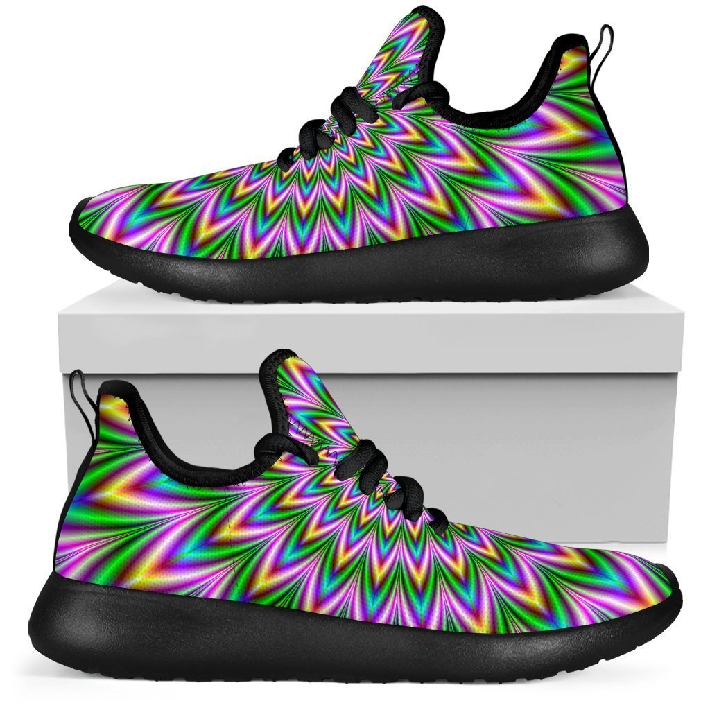 Psychedelic Radiant Optical Illusion Mesh Knit Shoes GearFrost