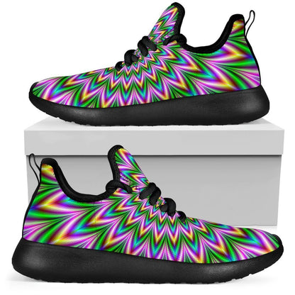 Psychedelic Radiant Optical Illusion Mesh Knit Shoes GearFrost