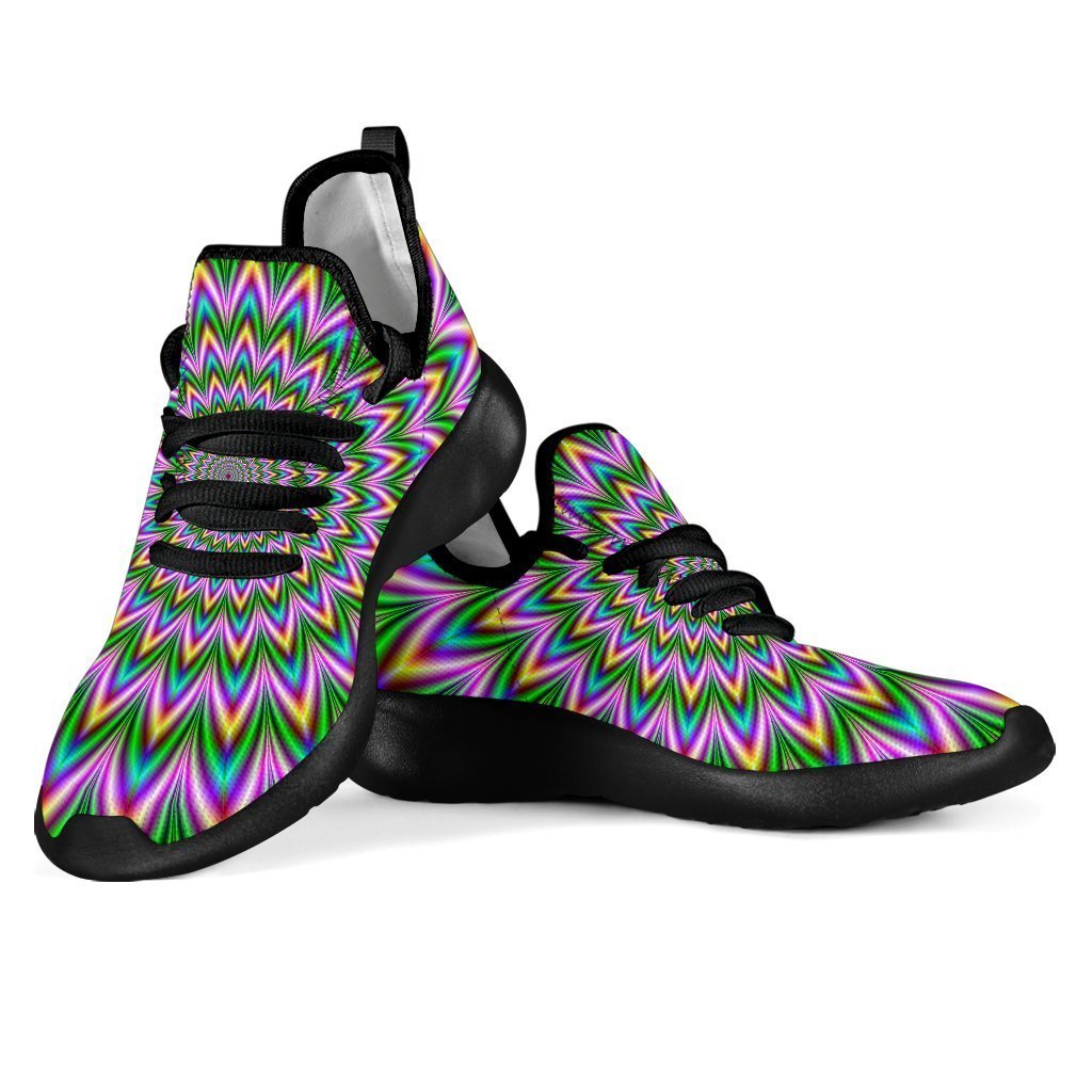 Psychedelic Radiant Optical Illusion Mesh Knit Shoes GearFrost