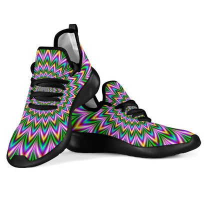Psychedelic Radiant Optical Illusion Mesh Knit Shoes GearFrost
