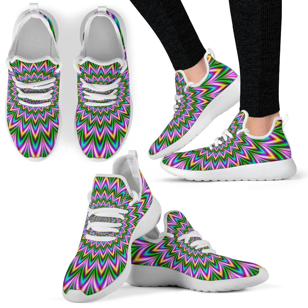 Psychedelic Radiant Optical Illusion Mesh Knit Shoes GearFrost
