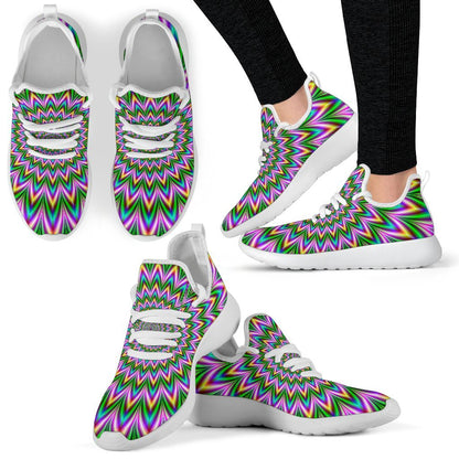 Psychedelic Radiant Optical Illusion Mesh Knit Shoes GearFrost