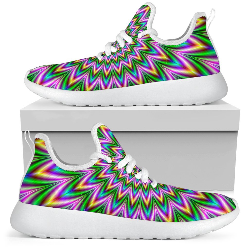 Psychedelic Radiant Optical Illusion Mesh Knit Shoes GearFrost