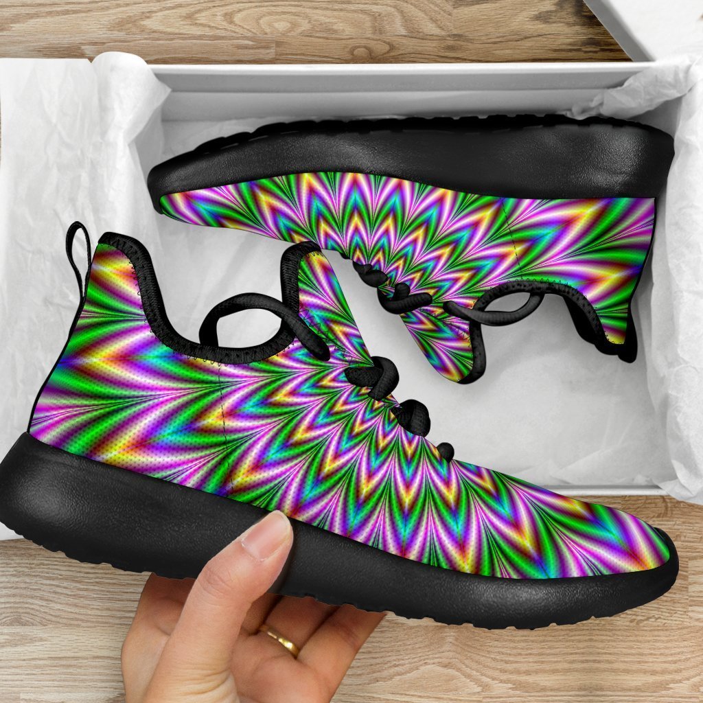 Psychedelic Radiant Optical Illusion Mesh Knit Shoes GearFrost