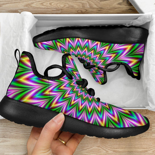 Psychedelic Radiant Optical Illusion Mesh Knit Shoes GearFrost