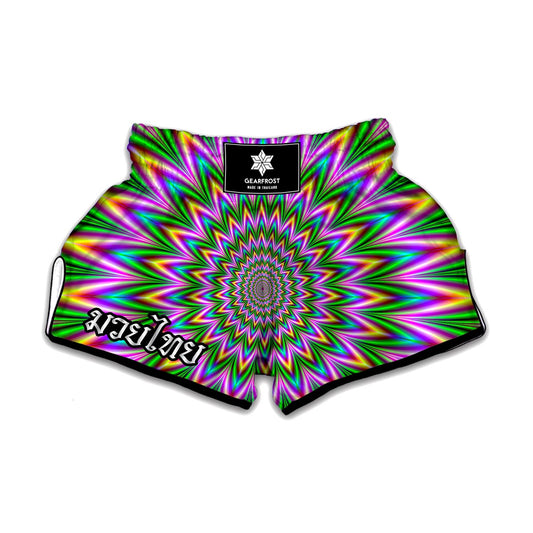 Psychedelic Radiant Optical Illusion Muay Thai Boxing Shorts