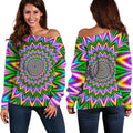 Psychedelic Radiant Optical Illusion Off The Shoulder Sweatshirt