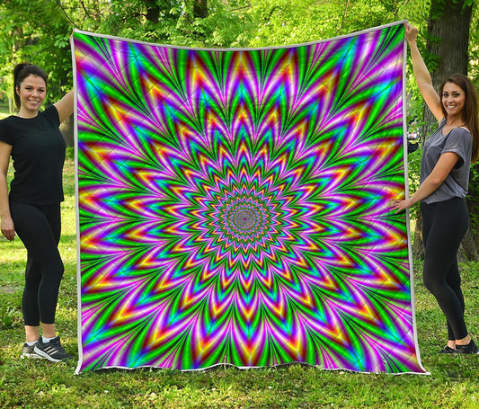 Psychedelic Radiant Optical Illusion Quilt