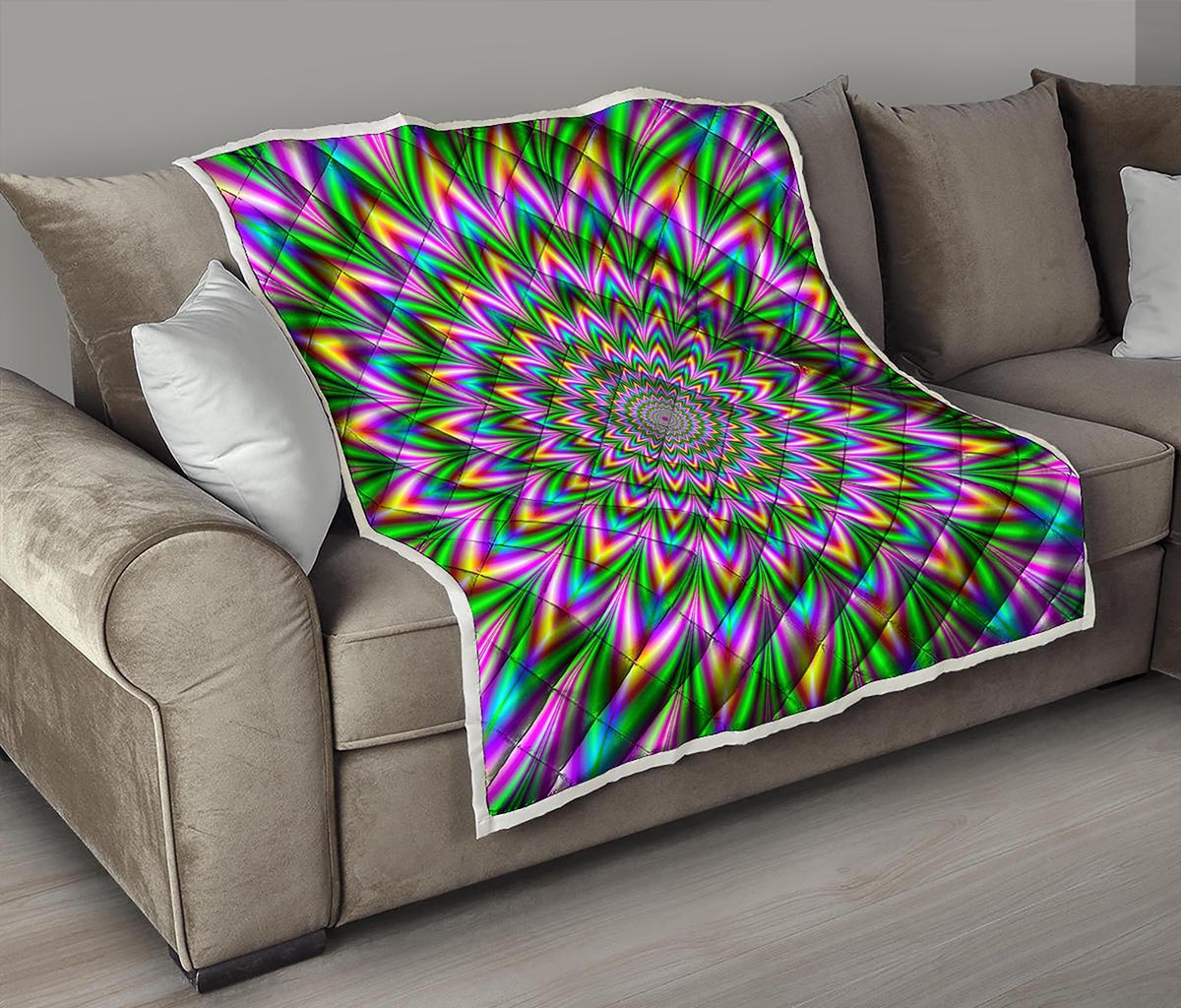Psychedelic Radiant Optical Illusion Quilt