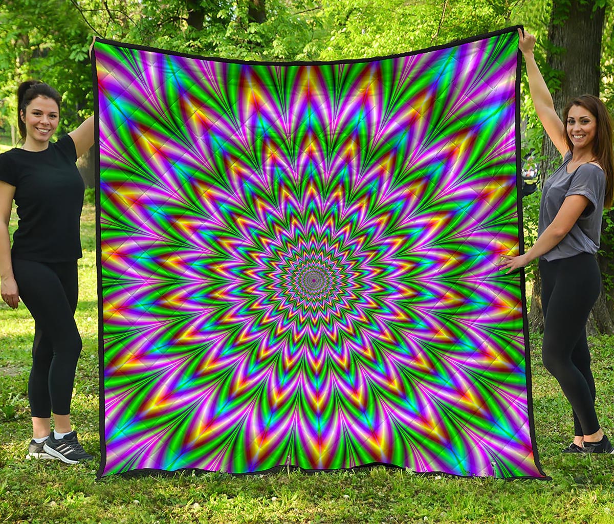 Psychedelic Radiant Optical Illusion Quilt