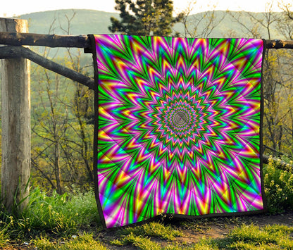 Psychedelic Radiant Optical Illusion Quilt