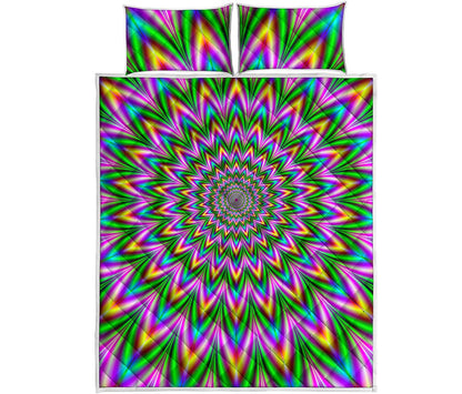 Psychedelic Radiant Optical Illusion Quilt Bed Set