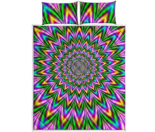 Psychedelic Radiant Optical Illusion Quilt Bed Set
