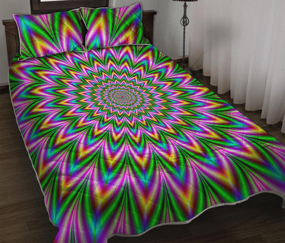 Psychedelic Radiant Optical Illusion Quilt Bed Set