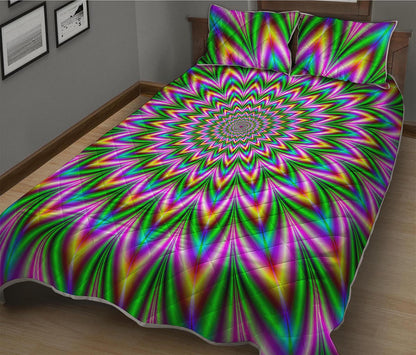 Psychedelic Radiant Optical Illusion Quilt Bed Set