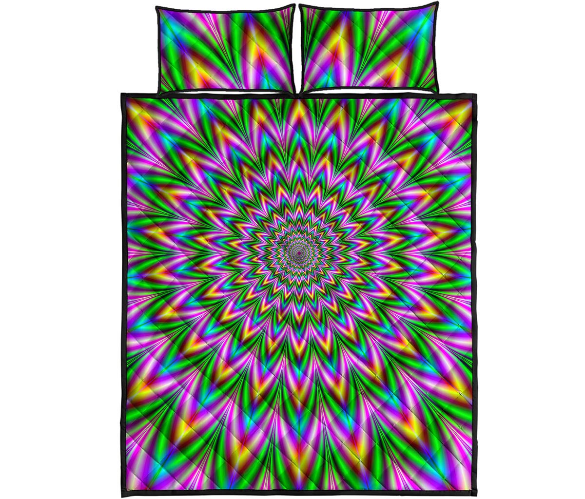 Psychedelic Radiant Optical Illusion Quilt Bed Set