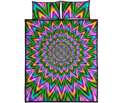 Psychedelic Radiant Optical Illusion Quilt Bed Set