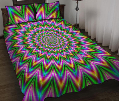 Psychedelic Radiant Optical Illusion Quilt Bed Set