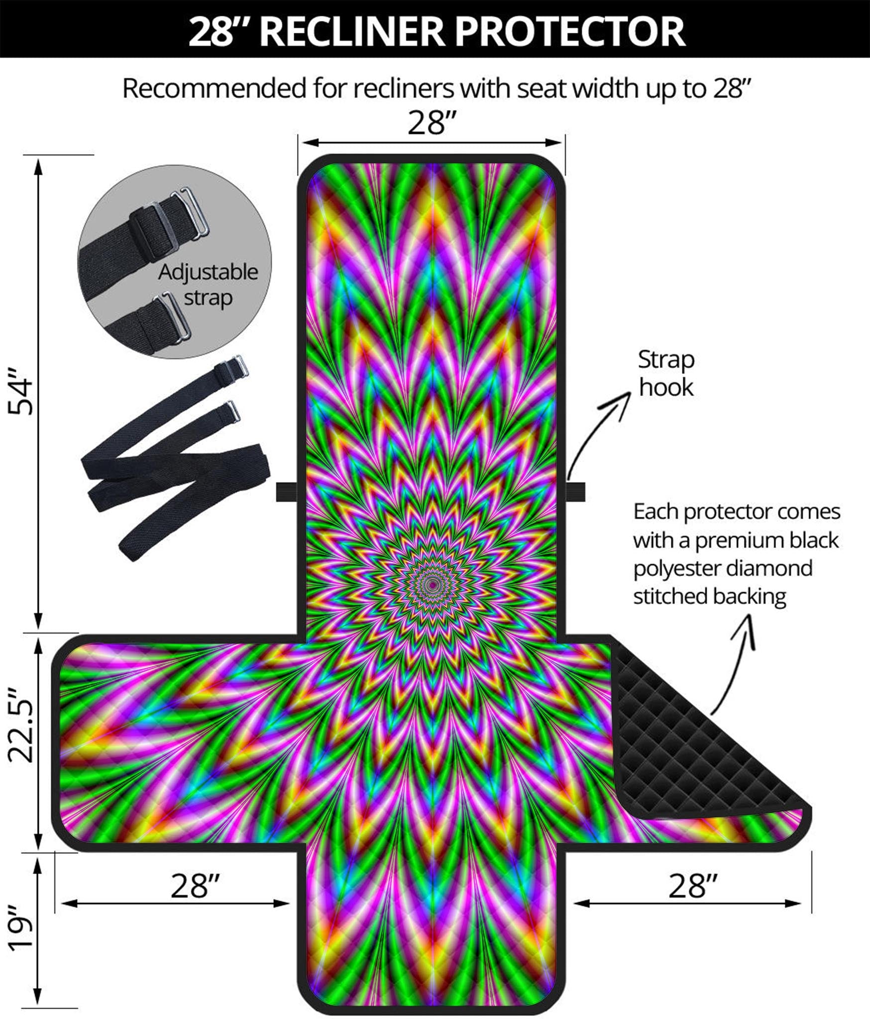 Psychedelic Radiant Optical Illusion Recliner Protector