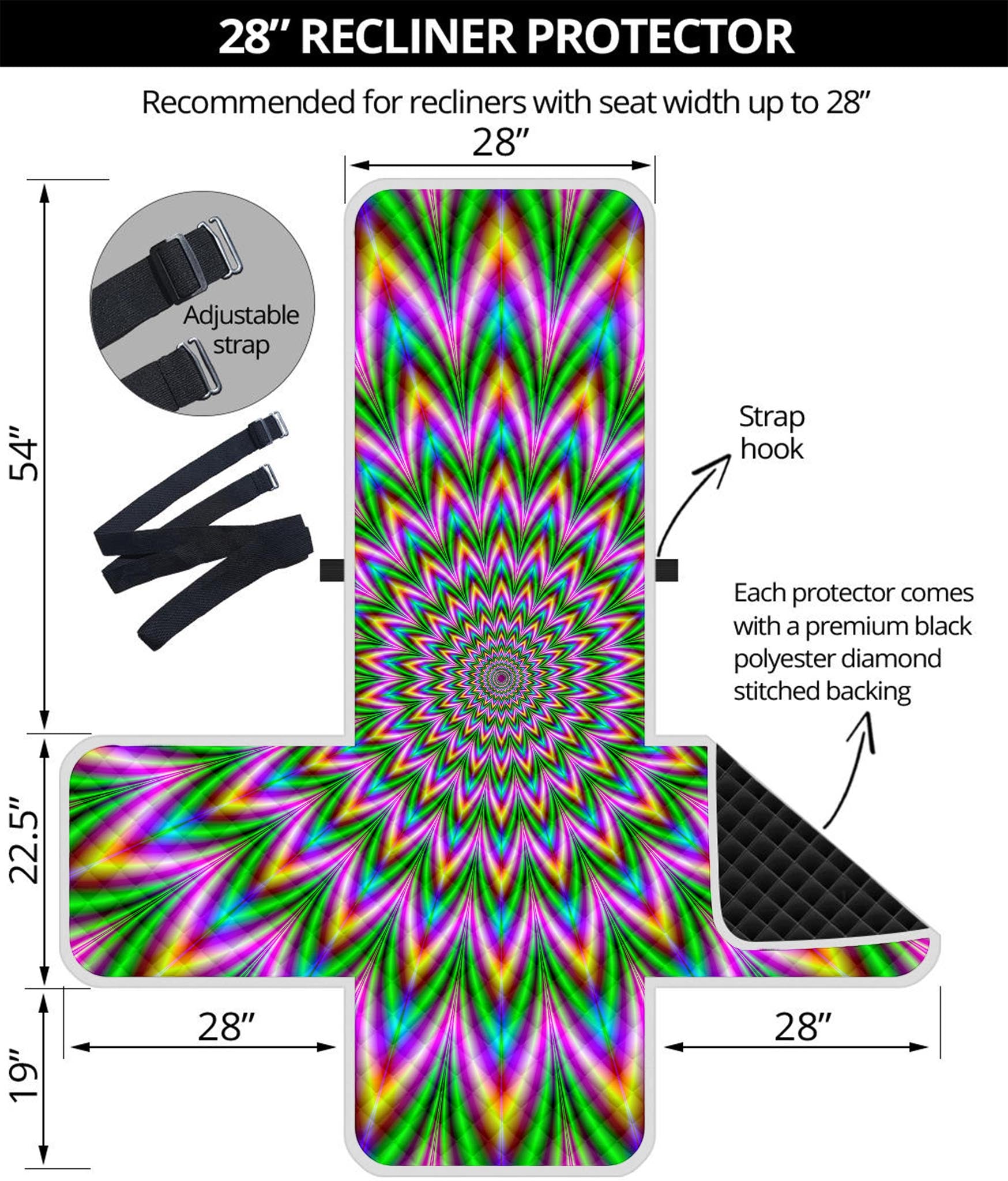 Psychedelic Radiant Optical Illusion Recliner Protector